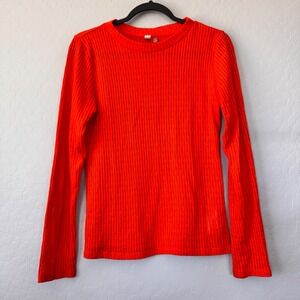 Pilcro Anthropologie Red Ribbed Knit Long Sleeve Top Womens Size M